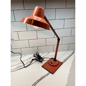 MCM Vintage Tensor Metal Desk Lamp by James Monroe, 1960's, Red-Orange